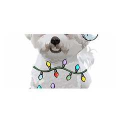 White Bichon Frise Dog T- Shirt White Bichon Frise Dog Santa Christmas Tree Lights Xmas T- Shirt Satin Wrap 35  X 70  by ZUXUMI