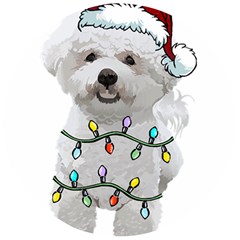 White Bichon Frise Dog T- Shirt White Bichon Frise Dog Santa Christmas Tree Lights Xmas T- Shirt Wooden Bottle Opener (round)