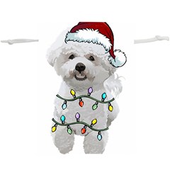 White Bichon Frise Dog T- Shirt White Bichon Frise Dog Santa Christmas Tree Lights Xmas T- Shirt Lightweight Drawstring Pouch (xl)