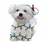 White Bichon Frise Dog T- Shirt White Bichon Frise Dog Santa Christmas Tree Lights Xmas T- Shirt Premium Plush Fleece Blanket (Small) 50 x40  Blanket Front