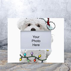 White Bichon Frise Dog T- Shirt White Bichon Frise Dog Santa Christmas Tree Lights Xmas T- Shirt White Tabletop Photo Frame 4 x6  by ZUXUMI