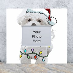 White Bichon Frise Dog T- Shirt White Bichon Frise Dog Santa Christmas Tree Lights Xmas T- Shirt White Wall Photo Frame 5  X 7  by ZUXUMI