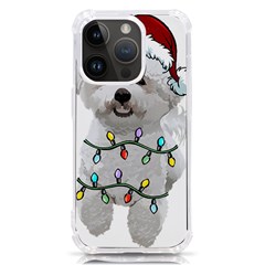 White Bichon Frise Dog T- Shirt White Bichon Frise Dog Santa Christmas Tree Lights Xmas T- Shirt iPhone 14 Pro TPU UV Print Case