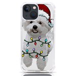 White Bichon Frise Dog T- Shirt White Bichon Frise Dog Santa Christmas Tree Lights Xmas T- Shirt iPhone 13 mini TPU UV Print Case Front