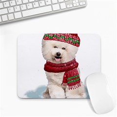 White Bichon Frise Santa Xmas T- Shirt Red Winter Hat Scarf Christmas Cap White Bichon Frise  Santa Small Mousepad by ZUXUMI