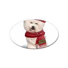 White Bichon Frise Santa Xmas T- Shirt Red Winter Hat Scarf Christmas Cap White Bichon Frise  Santa Sticker Oval (10 Pack) by ZUXUMI