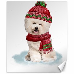 White Bichon Frise Santa Xmas T- Shirt Red Winter Hat Scarf Christmas Cap White Bichon Frise  Santa Canvas 8  X 10  by ZUXUMI