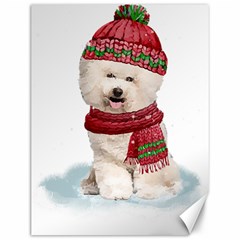 White Bichon Frise Santa Xmas T- Shirt Red Winter Hat Scarf Christmas Cap White Bichon Frise  Santa Canvas 12  X 16  by ZUXUMI