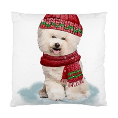 White Bichon Frise Santa Xmas T- Shirt Red Winter Hat Scarf Christmas Cap White Bichon Frise  Santa Standard Cushion Case (two Sides) by ZUXUMI