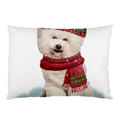 White Bichon Frise Santa Xmas T- Shirt Red Winter Hat Scarf Christmas Cap White Bichon Frise  Santa Pillow Case by ZUXUMI