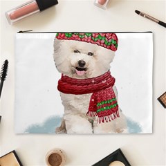 White Bichon Frise Santa Xmas T- Shirt Red Winter Hat Scarf Christmas Cap White Bichon Frise  Santa Cosmetic Bag (xl) by ZUXUMI