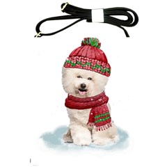 White Bichon Frise Santa Xmas T- Shirt Red Winter Hat Scarf Christmas Cap White Bichon Frise  Santa Shoulder Sling Bag by ZUXUMI