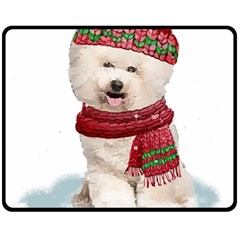 White Bichon Frise Santa Xmas T- Shirt Red Winter Hat Scarf Christmas Cap White Bichon Frise  Santa Fleece Blanket (medium) by ZUXUMI