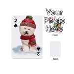 White Bichon Frise Santa Xmas T- Shirt Red Winter Hat Scarf Christmas Cap White Bichon Frise  Santa Playing Cards 54 Designs (Mini) Front - Spade2