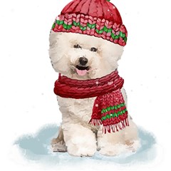 White Bichon Frise Santa Xmas T- Shirt Red Winter Hat Scarf Christmas Cap White Bichon Frise  Santa Play Mat (rectangle) by ZUXUMI