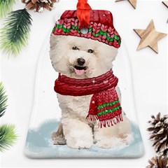 White Bichon Frise Santa Xmas T- Shirt Red Winter Hat Scarf Christmas Cap White Bichon Frise  Santa Ornament (bell) by ZUXUMI