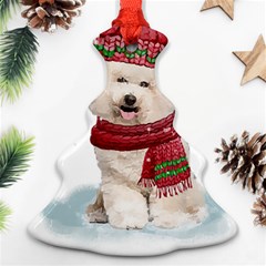 White Bichon Frise Santa Xmas T- Shirt Red Winter Hat Scarf Christmas Cap White Bichon Frise  Santa Christmas Tree Ornament (two Sides) by ZUXUMI