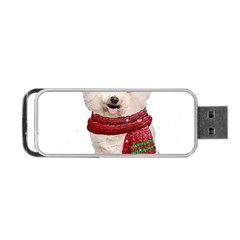 White Bichon Frise Santa Xmas T- Shirt Red Winter Hat Scarf Christmas Cap White Bichon Frise  Santa Portable Usb Flash (one Side) by ZUXUMI