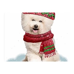 White Bichon Frise Santa Xmas T- Shirt Red Winter Hat Scarf Christmas Cap White Bichon Frise  Santa Two Sides Premium Plush Fleece Blanket (mini) by ZUXUMI