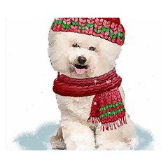 White Bichon Frise Santa Xmas T- Shirt Red Winter Hat Scarf Christmas Cap White Bichon Frise  Santa Two Sides Premium Plush Fleece Blanket (small) by ZUXUMI