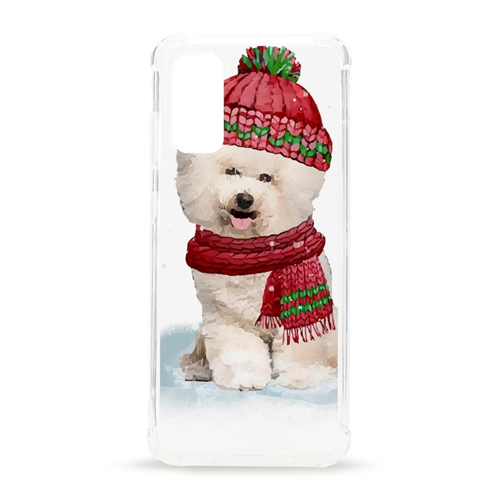 White Bichon Frise Santa Xmas T- Shirt Red Winter Hat Scarf Christmas Cap White Bichon Frise  Santa Samsung Galaxy S20 6.2 Inch TPU UV Case