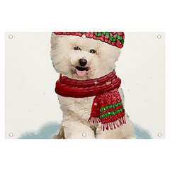 White Bichon Frise Santa Xmas T- Shirt Red Winter Hat Scarf Christmas Cap White Bichon Frise  Santa Banner And Sign 6  X 4  by ZUXUMI