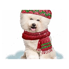 White Bichon Frise Santa Xmas T- Shirt Red Winter Hat Scarf Christmas Cap White Bichon Frise  Santa Two Sides Premium Plush Fleece Blanket (extra Small) by ZUXUMI