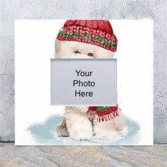 White Bichon Frise Santa Xmas T- Shirt Red Winter Hat Scarf Christmas Cap White Bichon Frise  Santa White Wall Photo Frame 5  X 7 