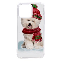 White Bichon Frise Santa Xmas T- Shirt Red Winter Hat Scarf Christmas Cap White Bichon Frise  Santa Iphone 14 Pro Max Tpu Uv Print Case by ZUXUMI