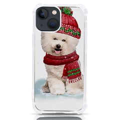 White Bichon Frise Santa Xmas T- Shirt Red Winter Hat Scarf Christmas Cap White Bichon Frise  Santa Iphone 13 Mini Tpu Uv Print Case by ZUXUMI