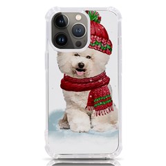 White Bichon Frise Santa Xmas T- Shirt Red Winter Hat Scarf Christmas Cap White Bichon Frise  Santa Iphone 13 Pro Tpu Uv Print Case by ZUXUMI