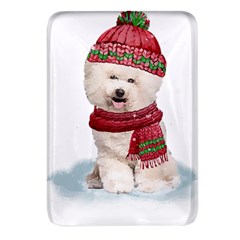 White Bichon Frise Santa Xmas T- Shirt Red Winter Hat Scarf Christmas Cap White Bichon Frise  Santa Rectangular Glass Fridge Magnet (4 Pack) by ZUXUMI