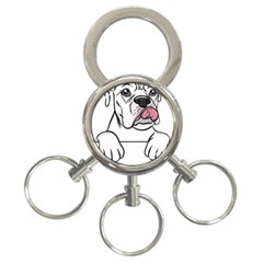 White Boxer Dog T- Shirt White Blue Eyed Boxer T- Shirt 3-ring Key Chain by ZUXUMI