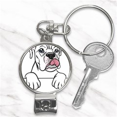 White Boxer Dog T- Shirt White Blue Eyed Boxer T- Shirt Nail Clippers Key Chain by ZUXUMI