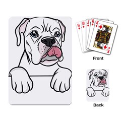 White Boxer Dog T- Shirt White Blue Eyed Boxer T- Shirt Playing Cards Single Design (rectangle) by ZUXUMI