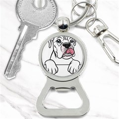 White Boxer Dog T- Shirt White Blue Eyed Boxer T- Shirt Bottle Opener Key Chain by ZUXUMI