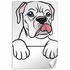 White Boxer Dog T- Shirt White Blue Eyed Boxer T- Shirt Canvas 24  X 36  by ZUXUMI