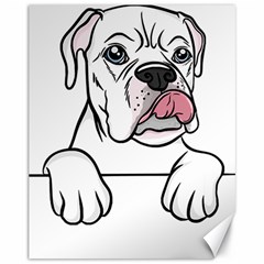 White Boxer Dog T- Shirt White Blue Eyed Boxer T- Shirt Canvas 11  X 14  by ZUXUMI