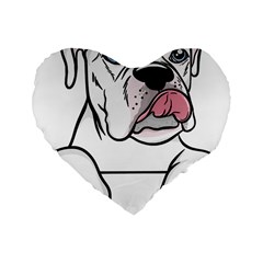 White Boxer Dog T- Shirt White Blue Eyed Boxer T- Shirt Standard 16  Premium Heart Shape Cushions by ZUXUMI