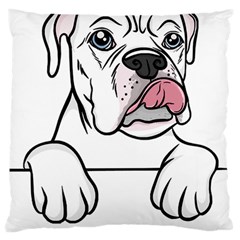 White Boxer Dog T- Shirt White Blue Eyed Boxer T- Shirt Large Premium Plush Fleece Cushion Case (two Sides) by ZUXUMI