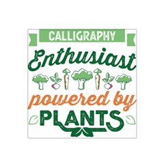 Calligraphy T- Shirt Calligraphy Enthusiast Powered By Plants Vegan T- Shirt Satin Bandana Scarf 22  X 22  by EnriqueJohnson