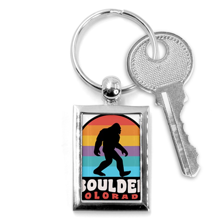 Boulder T- Shirt Boulder Colorado Bigfoot Sasquatch Hiking Camping T- Shirt Key Chain (Rectangle)