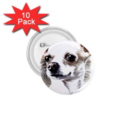 White Chihuahua T- Shirt White And Tan Chihuahua Portrait Watercolor Style T- Shirt 1 75  Buttons (10 Pack) by ZUXUMI