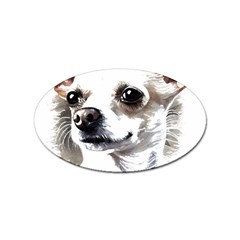 White Chihuahua T- Shirt White And Tan Chihuahua Portrait Watercolor Style T- Shirt Sticker (oval) by ZUXUMI