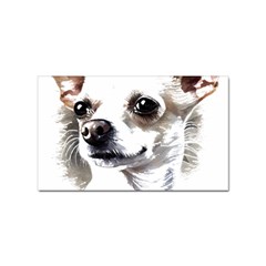 White Chihuahua T- Shirt White And Tan Chihuahua Portrait Watercolor Style T- Shirt Sticker Rectangular (100 Pack) by ZUXUMI