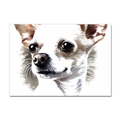 White Chihuahua T- Shirt White And Tan Chihuahua Portrait Watercolor Style T- Shirt Sticker A4 (10 Pack) by ZUXUMI