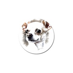 White Chihuahua T- Shirt White And Tan Chihuahua Portrait Watercolor Style T- Shirt Golf Ball Marker by ZUXUMI