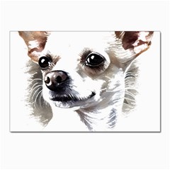 White Chihuahua T- Shirt White And Tan Chihuahua Portrait Watercolor Style T- Shirt Postcard 4 x 6  (pkg Of 10) by ZUXUMI