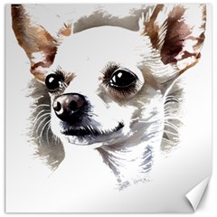 White Chihuahua T- Shirt White And Tan Chihuahua Portrait Watercolor Style T- Shirt Canvas 12  X 12  by ZUXUMI