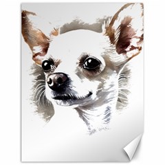 White Chihuahua T- Shirt White And Tan Chihuahua Portrait Watercolor Style T- Shirt Canvas 12  X 16  by ZUXUMI